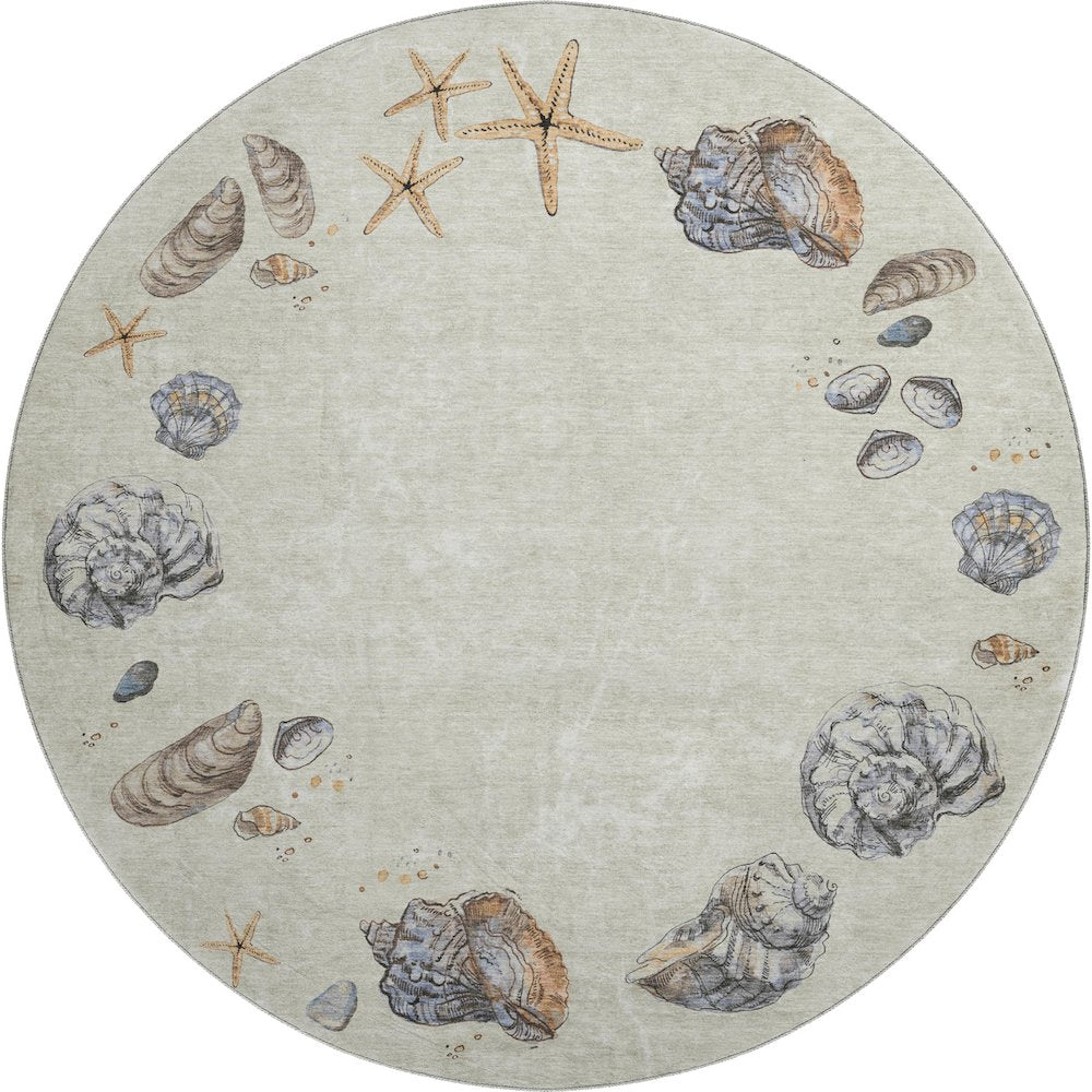 Premium Machine Washable Mayfield  Oyster 8' x 8' Round Rug