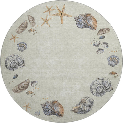 Premium Machine Washable Mayfield  Oyster 8' x 8' Round Rug