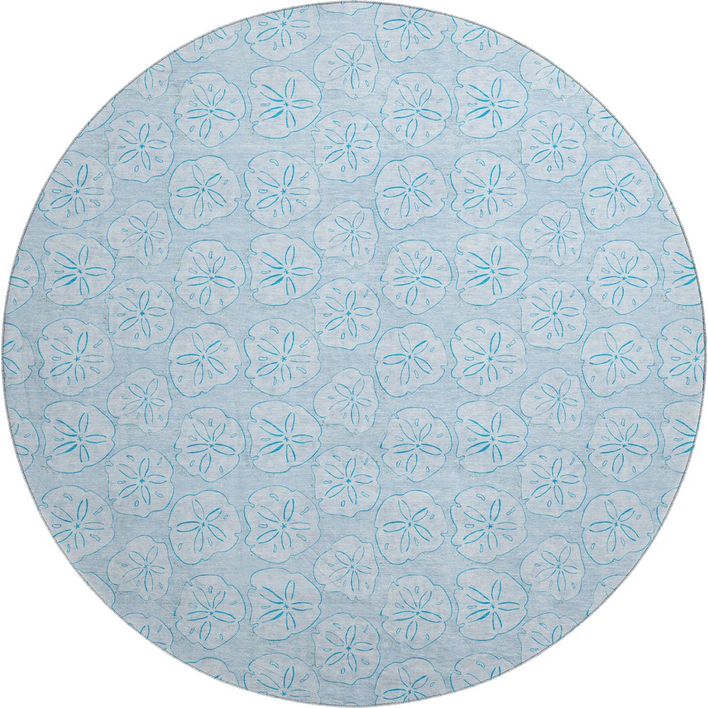 Premium Machine Washable Mayfield  Blue 8' x 8' Round Rug