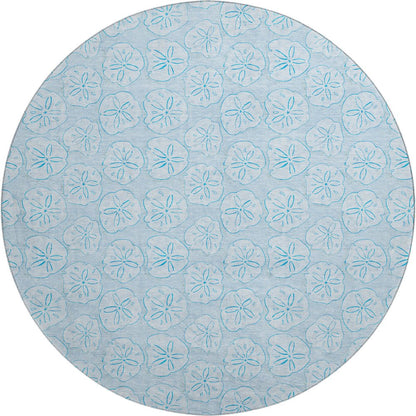 Premium Machine Washable Mayfield  Blue 8' x 8' Round Rug