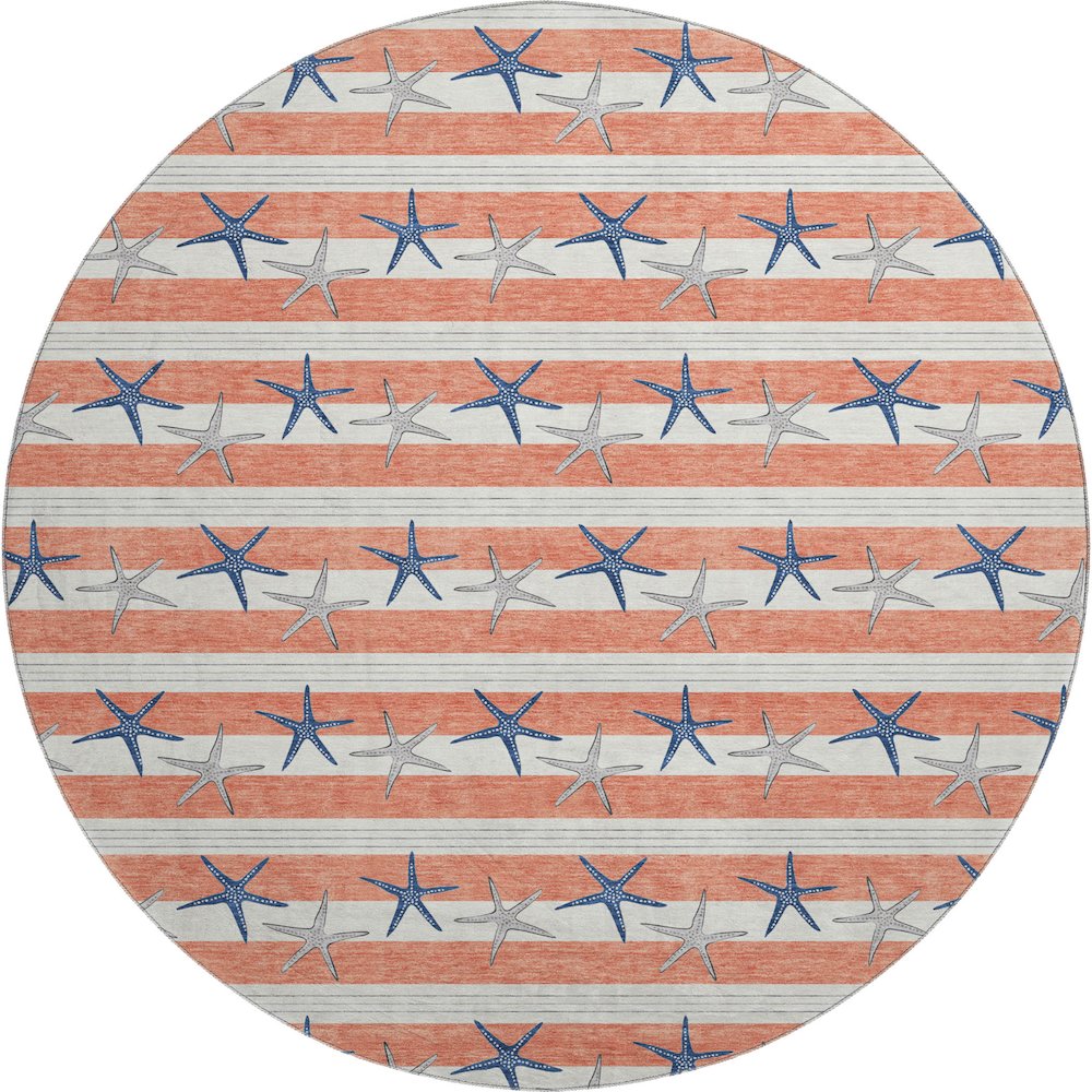 Premium Machine Washable Mayfield  Coral 8' x 8' Round Rug