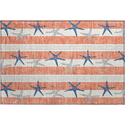 Premium Machine Washable Mayfield  Coral 1'8" x 2'6" Rug