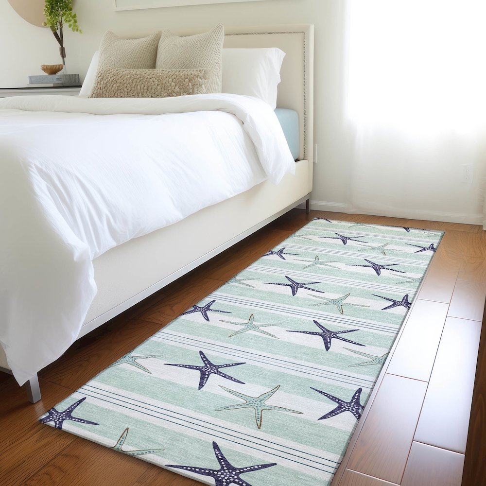 Premium Machine Washable Mayfield  Seaglass 2'3" x 7'6" Runner Rug