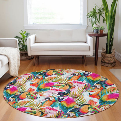 Premium Machine Washable Mayfield  Multi 8' x 8' Round Rug