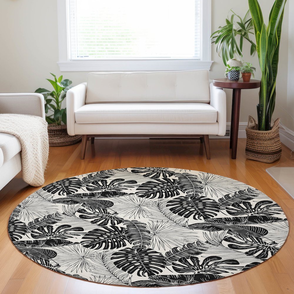Premium Machine Washable Mayfield  Midnight 8' x 8' Round Rug