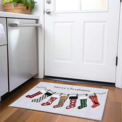Premium Machine Washable Mayfield  Gray 1'8" x 2'6" Rug