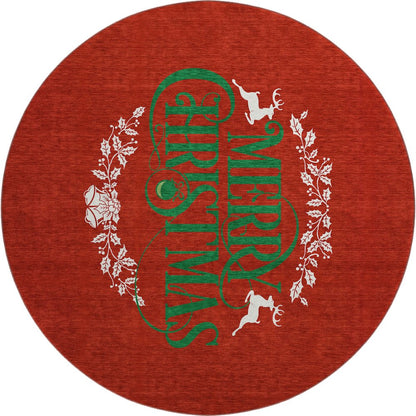 Premium Machine Washable Mayfield  Ruby 8' x 8' Round Rug