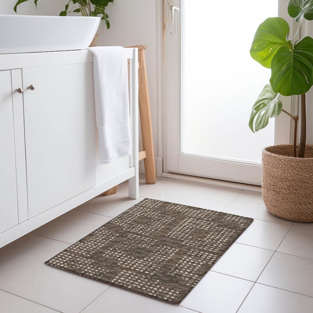 Premium Machine Washable Mayfield  Brown 1'8" x 2'6" Rug