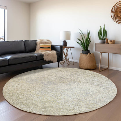 Premium Machine Washable Mayfield  Beige 8' x 8' Round Rug