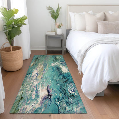 Premium Machine Washable Mayfield  Seaglass 2'3" x 7'6" Runner Rug