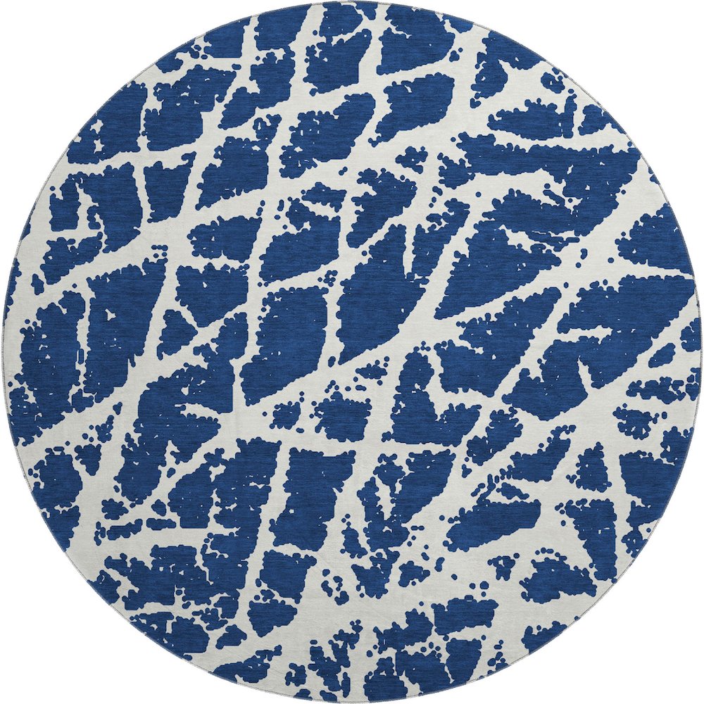 Premium Machine Washable Mayfield  Navy 8' x 8' Round Rug
