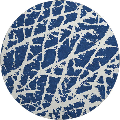 Premium Machine Washable Mayfield  Navy 8' x 8' Round Rug