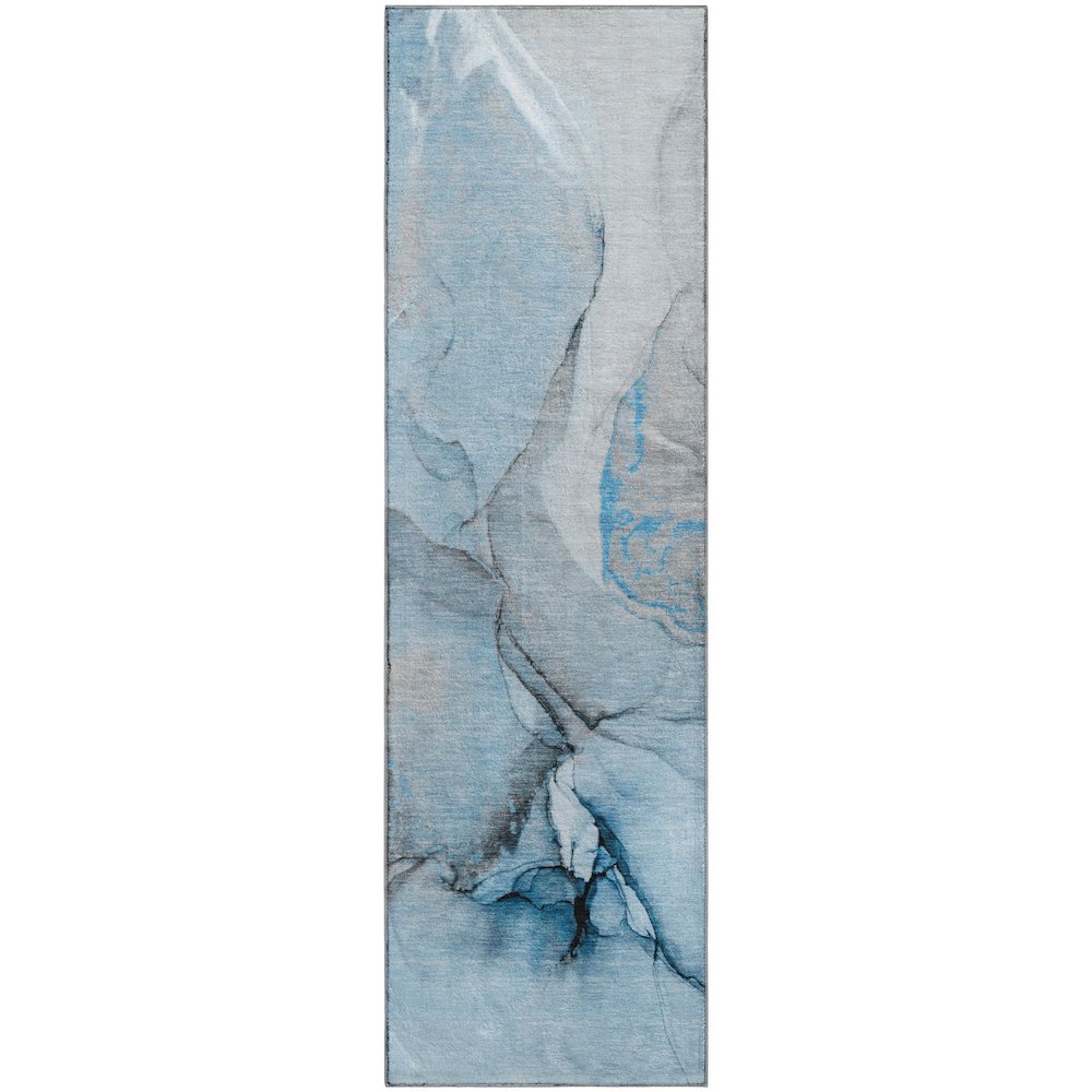 Premium Machine Washable Mayfield  Blue 2'3" x 7'6" Runner Rug