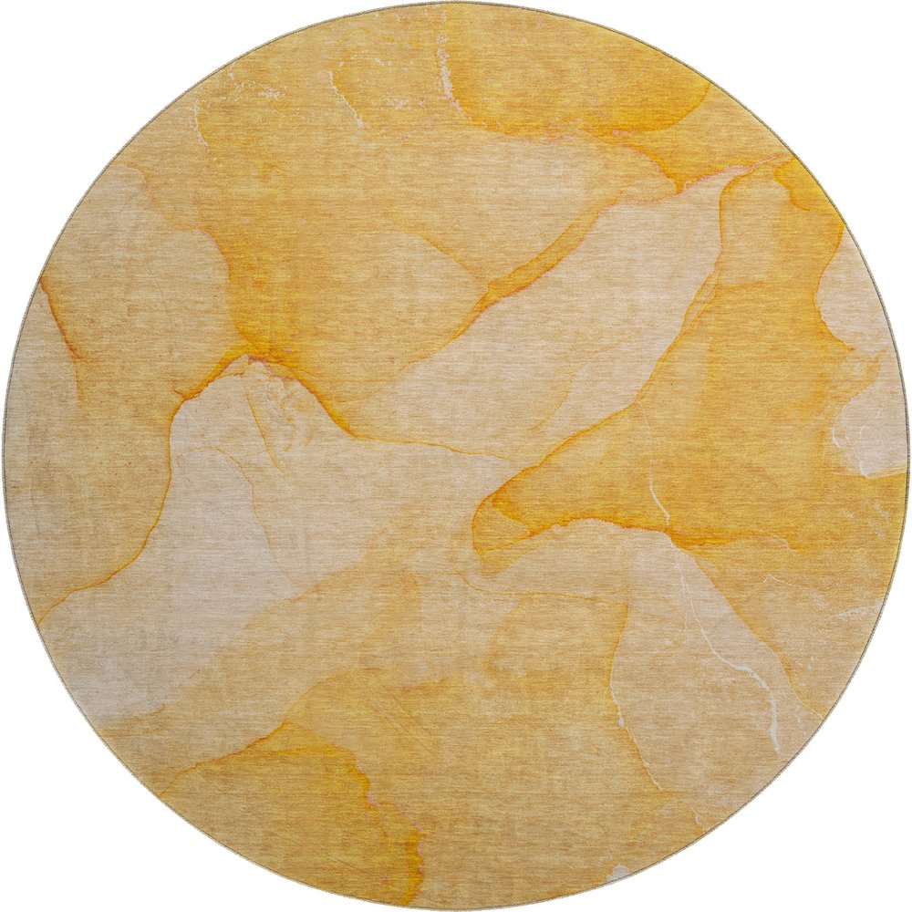 Premium Machine Washable Mayfield  Orange 8' x 8' Round Rug