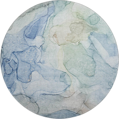 Premium Machine Washable Mayfield  Blue 8' x 8' Round Rug