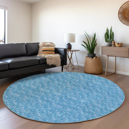Premium Machine Washable Mayfield  Blue 8' x 8' Round Rug