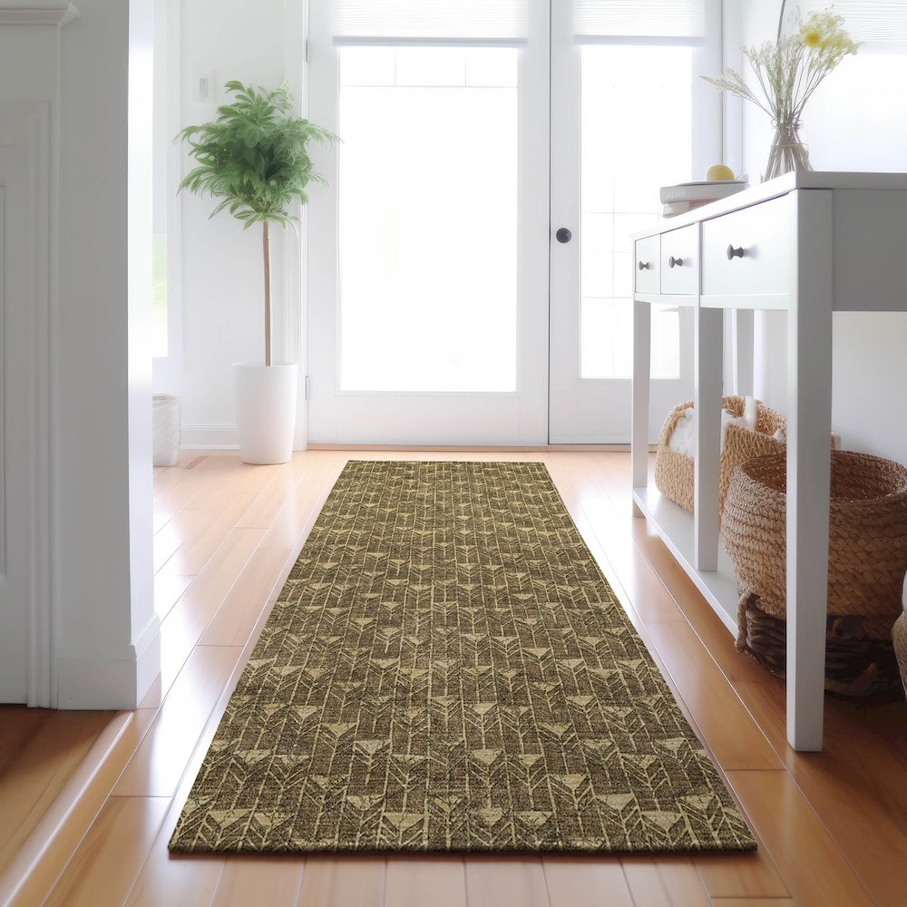Premium Machine Washable Mayfield  Brown 2'3" x 7'6" Runner Rug