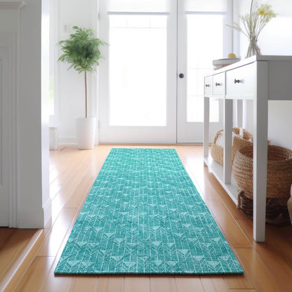 Premium Machine Washable Mayfield  Teal 2'3" x 7'6" Runner Rug