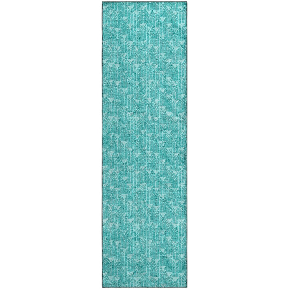 Premium Machine Washable Mayfield  Teal 2'3" x 7'6" Runner Rug
