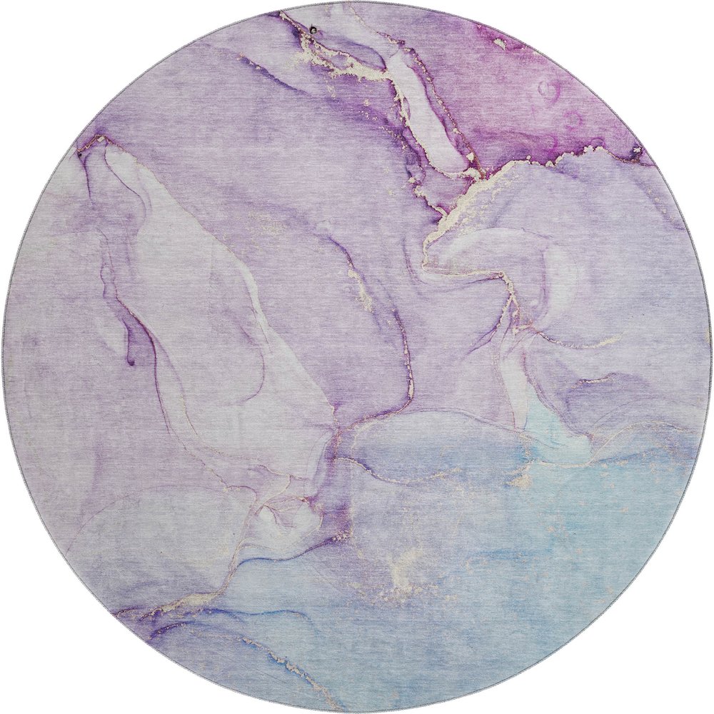 Premium Machine Washable Mayfield  Purple 8' x 8' Round Rug