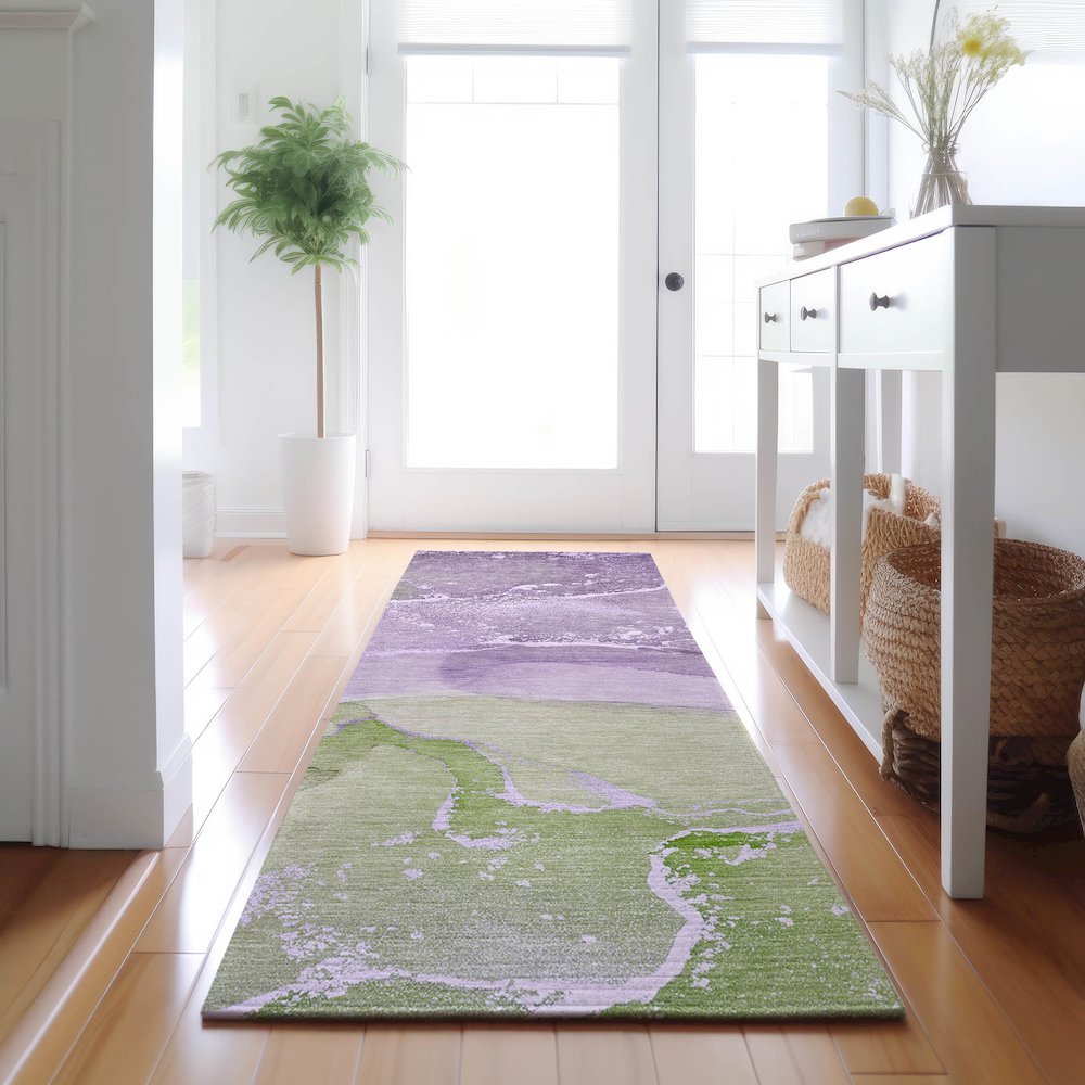 Premium Machine Washable Mayfield  Purple 2'3" x 7'6" Runner Rug