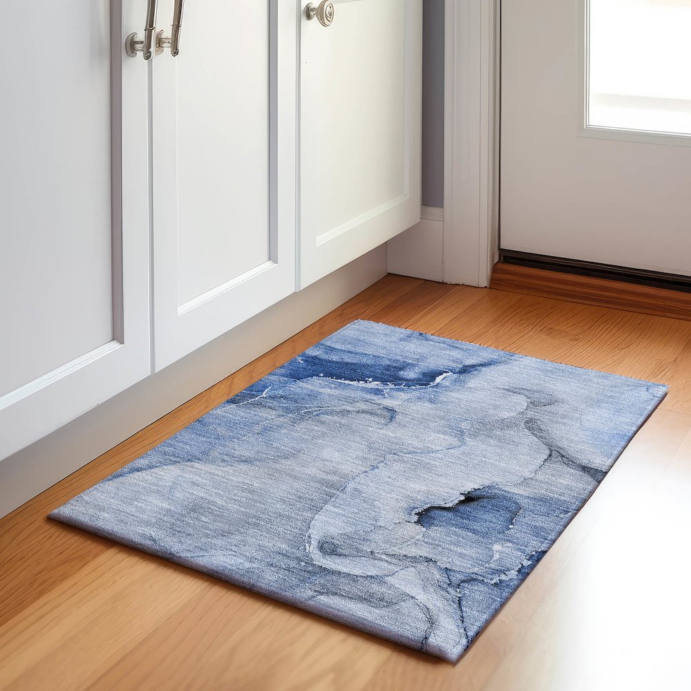 Premium Machine Washable Mayfield  Blue 1'8" x 2'6" Rug