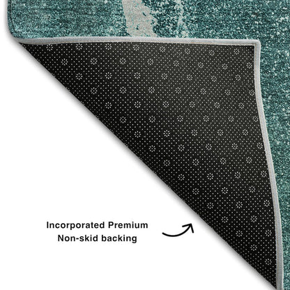 Premium Machine Washable Mayfield  Teal 1'8" x 2'6" Rug