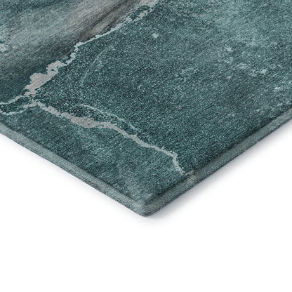 Premium Machine Washable Mayfield  Teal 1'8" x 2'6" Rug