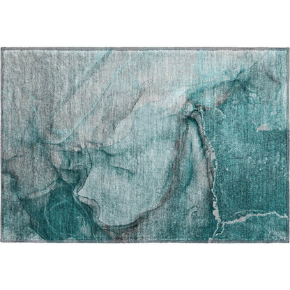Premium Machine Washable Mayfield  Teal 1'8" x 2'6" Rug