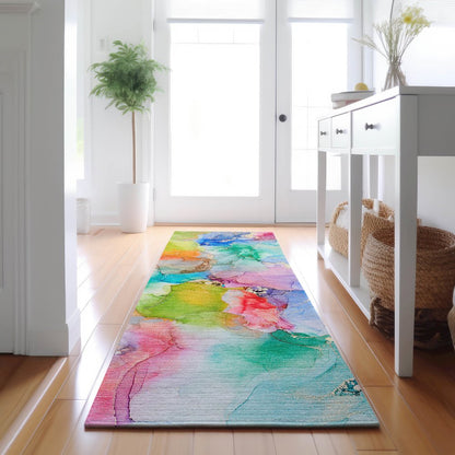 Premium Machine Washable Mayfield  Blue 2'3" x 7'6" Runner Rug