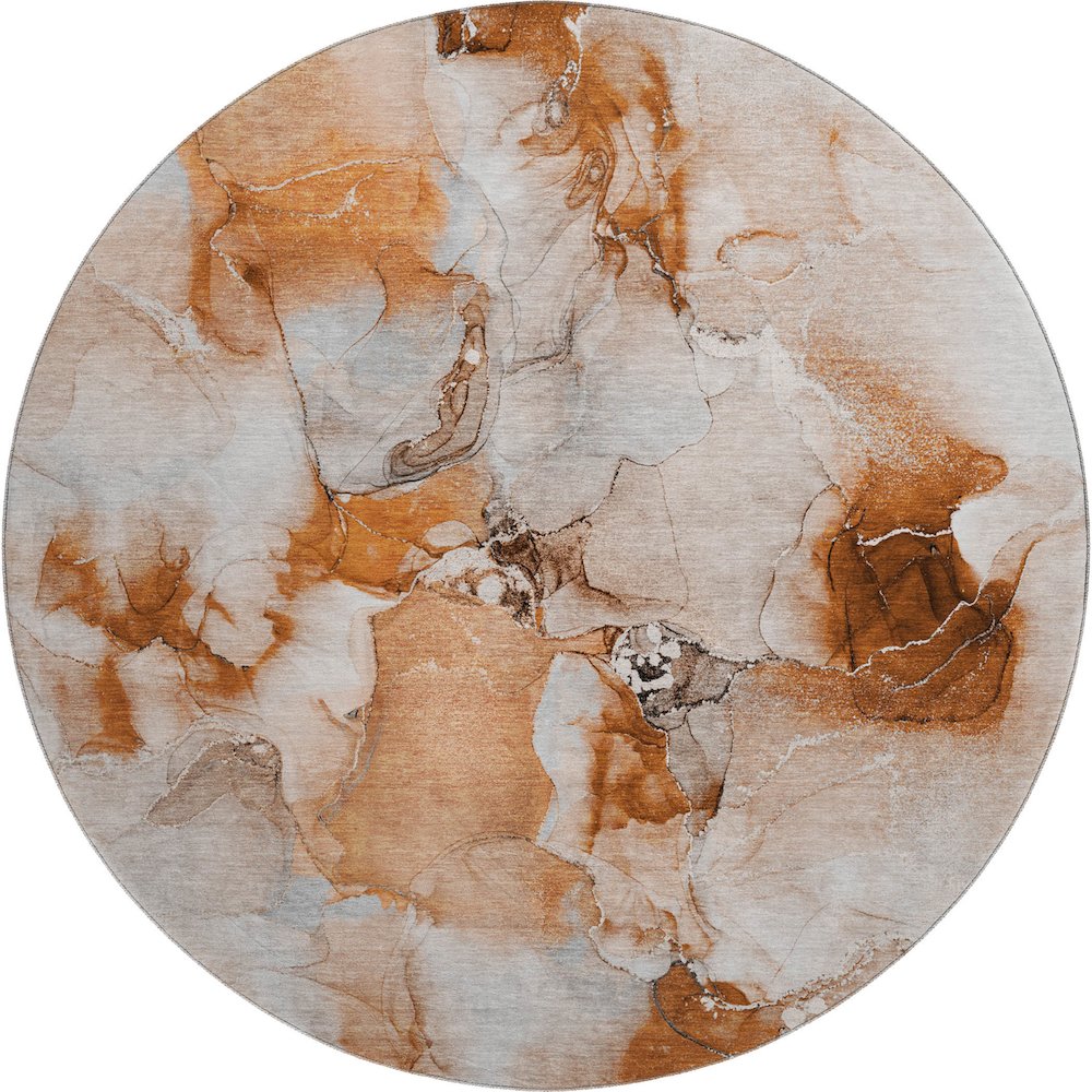 Premium Machine Washable Mayfield  Paprika 8' x 8' Round Rug