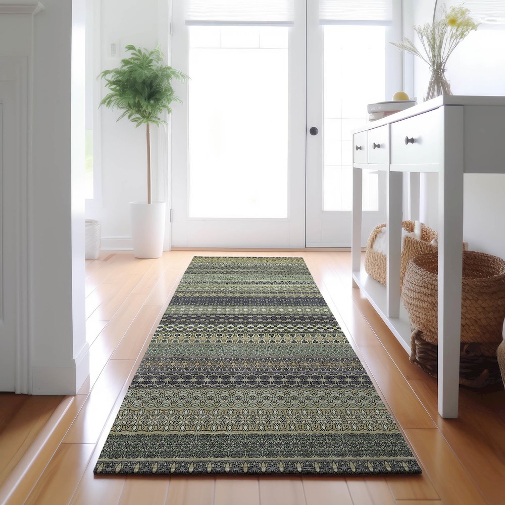 Premium Machine Washable Mayfield  Sage 2'3" x 7'6" Runner Rug