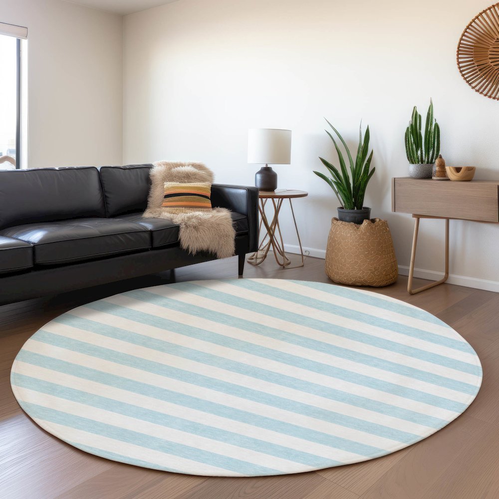 Premium Machine Washable Mayfield  Sky 8' x 8' Round Rug