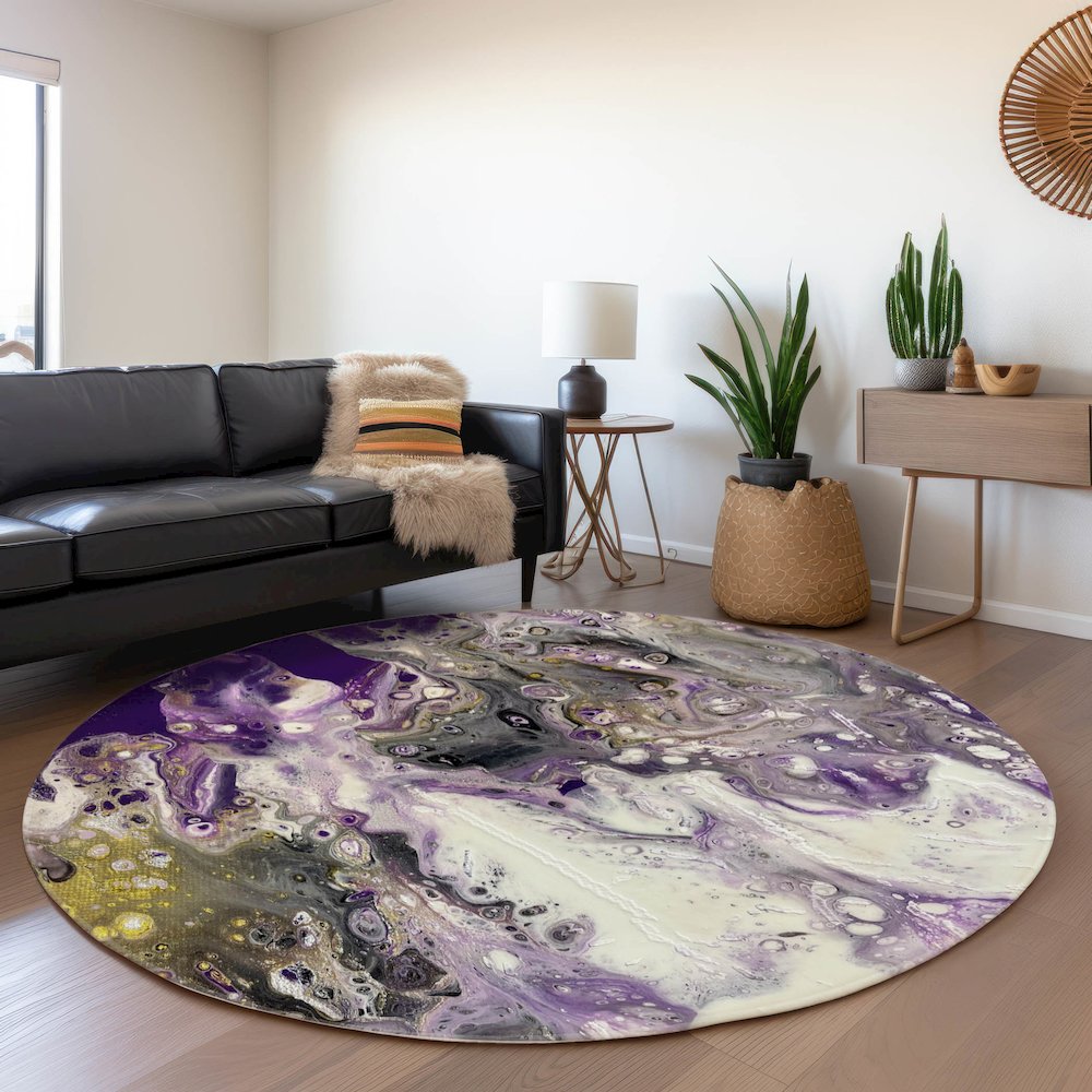 Premium Machine Washable Mayfield  Amethyst 8' x 8' Round Rug
