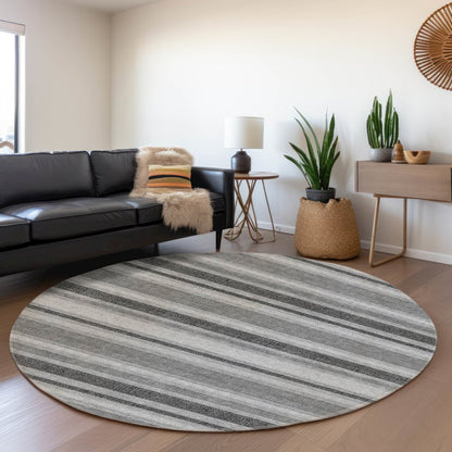 Premium Machine Washable Mayfield  Gray 8' x 8' Round Rug