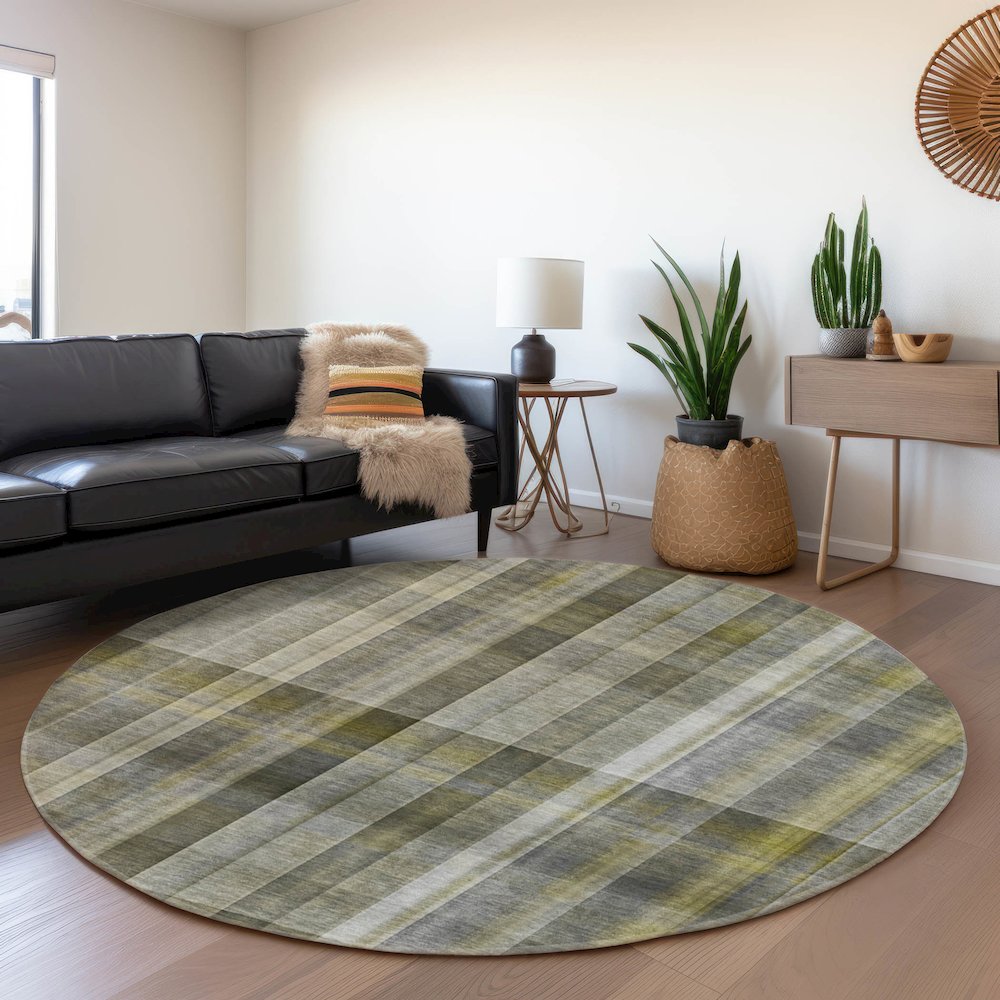 Premium Machine Washable Mayfield  Gray 8' x 8' Round Rug