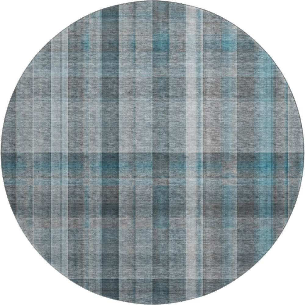 Premium Machine Washable Mayfield  Teal 8' x 8' Round Rug
