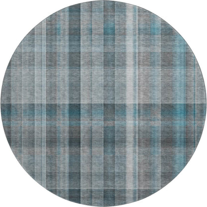 Premium Machine Washable Mayfield  Teal 8' x 8' Round Rug
