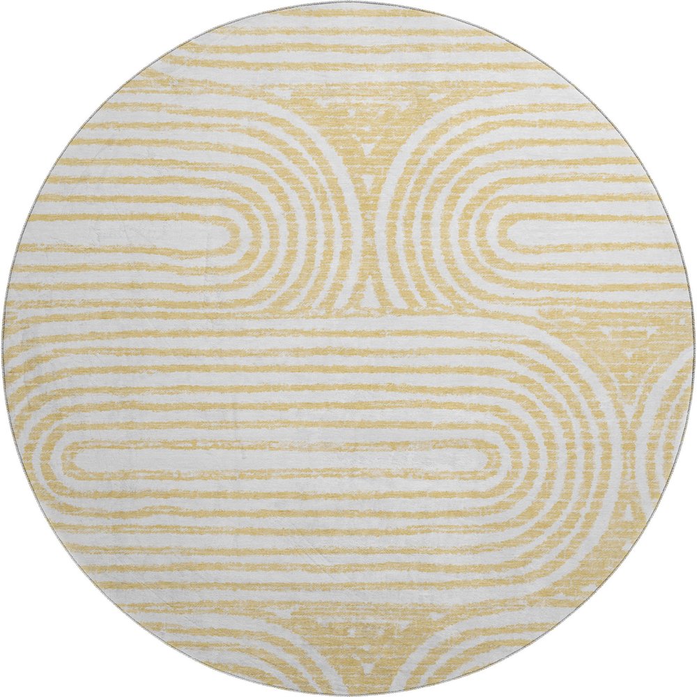 Premium Machine Washable Mayfield  Gold 8' x 8' Round Rug