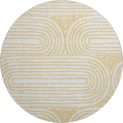 Premium Machine Washable Mayfield  Gold 8' x 8' Round Rug