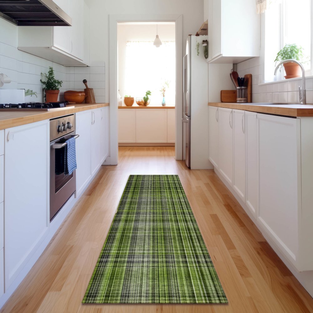 Premium Machine Washable Mayfield  Green 2'3" x 7'6" Runner Rug