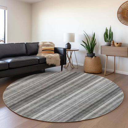 Premium Machine Washable Mayfield  Gray 8' x 8' Round Rug