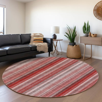 Premium Machine Washable Mayfield  Red 8' x 8' Round Rug
