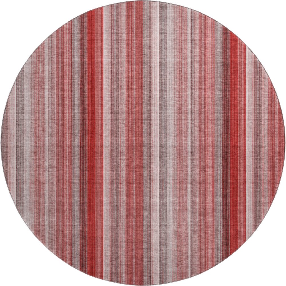 Premium Machine Washable Mayfield  Red 8' x 8' Round Rug