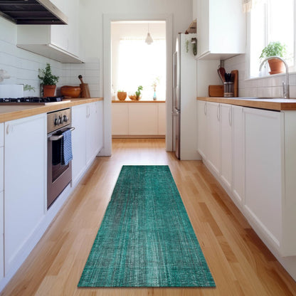 Premium Machine Washable Mayfield  Teal 2'3" x 7'6" Runner Rug