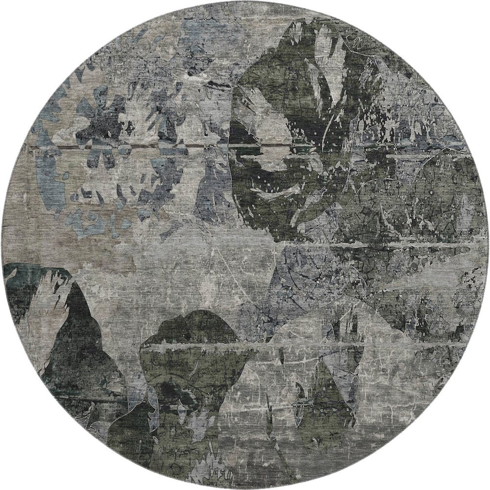 Premium Machine Washable Mayfield  Gray 8' x 8' Round Rug