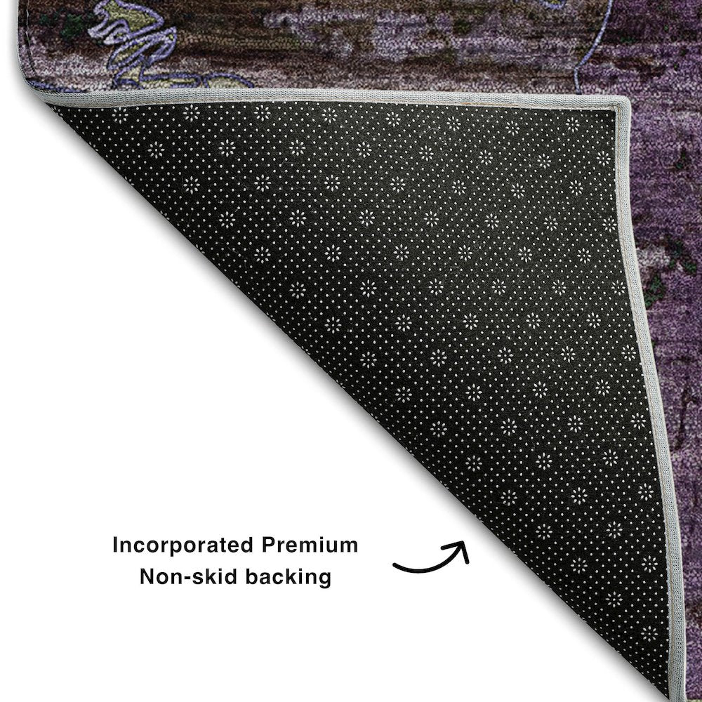 Premium Machine Washable Mayfield  Purple 1'8" x 2'6" Rug
