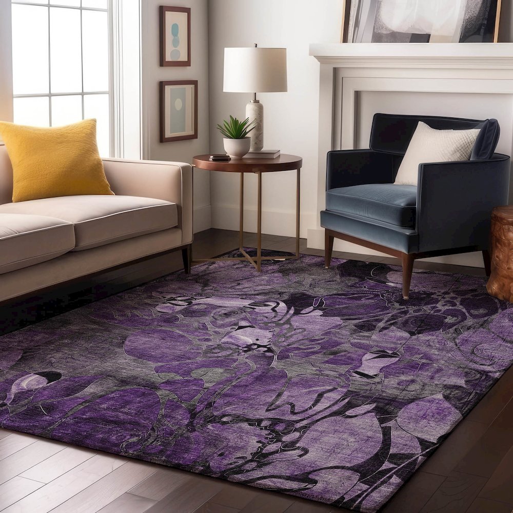 Premium Machine Washable Mayfield  Purple 2'6" x 3'10" Rug