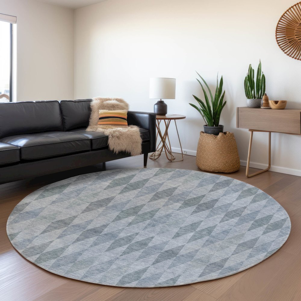 Premium Machine Washable Mayfield  Denim 8' x 8' Round Rug