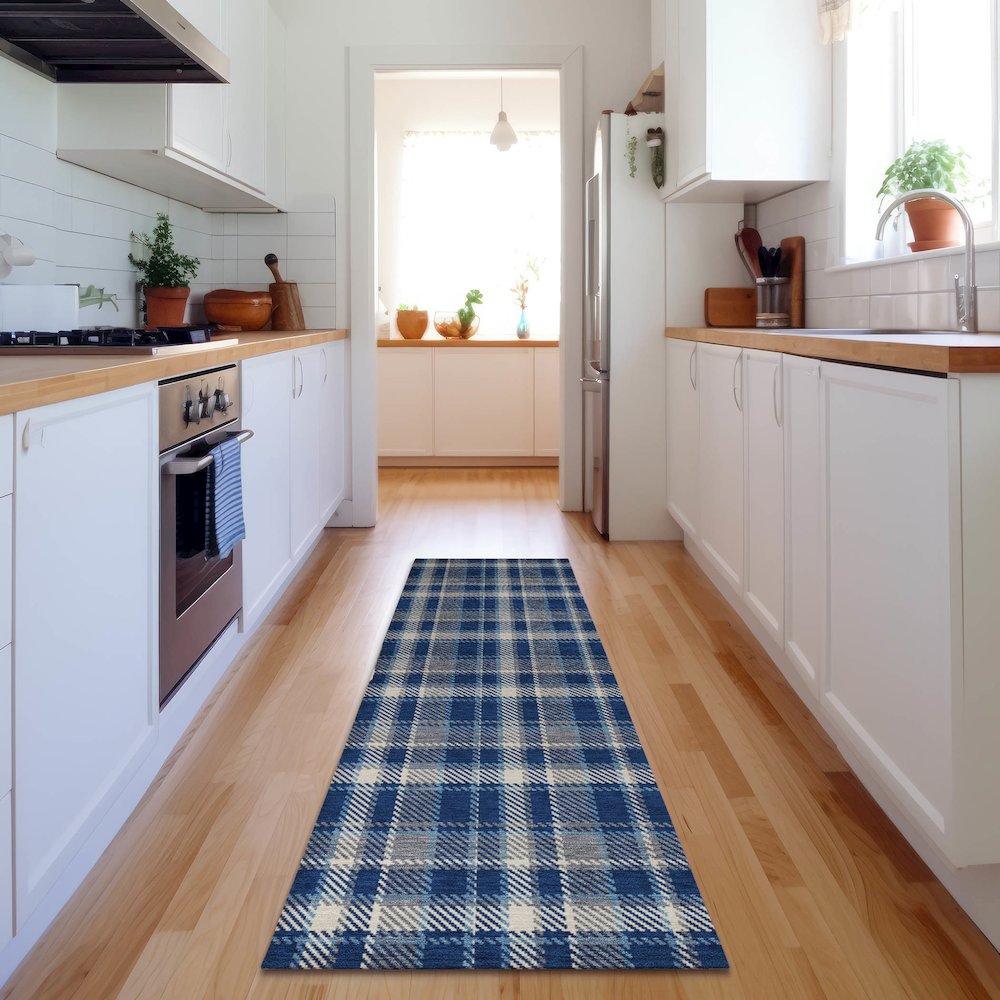 Premium Machine Washable Mayfield  Navy 2'3" x 7'6" Runner Rug